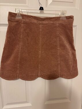 Altar'd State Rust Corduroy Scalloped Mini Skirt